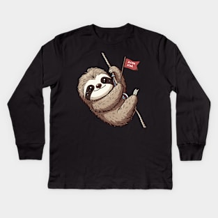 Cartoon sloth Abseiling Kids Long Sleeve T-Shirt